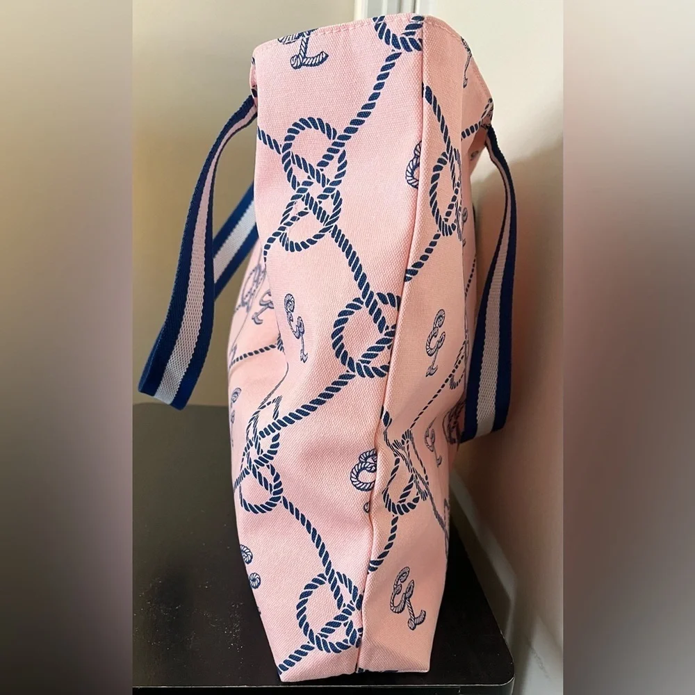 Estée Lauder Tote Reusable Bag, Lined, Foldable, Nautical Style, Handles